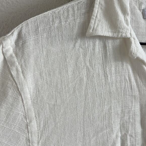 Zara Button Front Collar Textured Linen Blend Top Blouse Shirt Medium - Picture 4 of 6